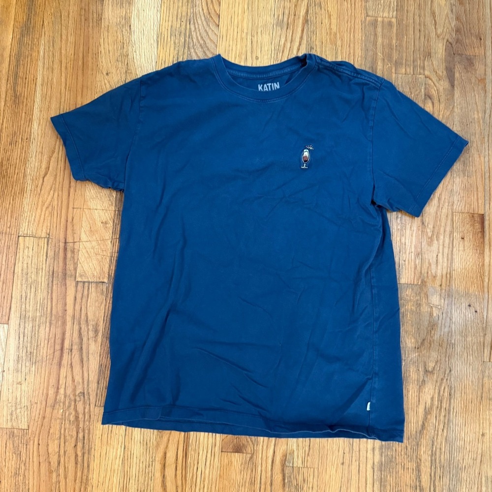Katin Mens TShirt Size L Blue Graphic Coctail Drink Surf Casual Coastal Beach